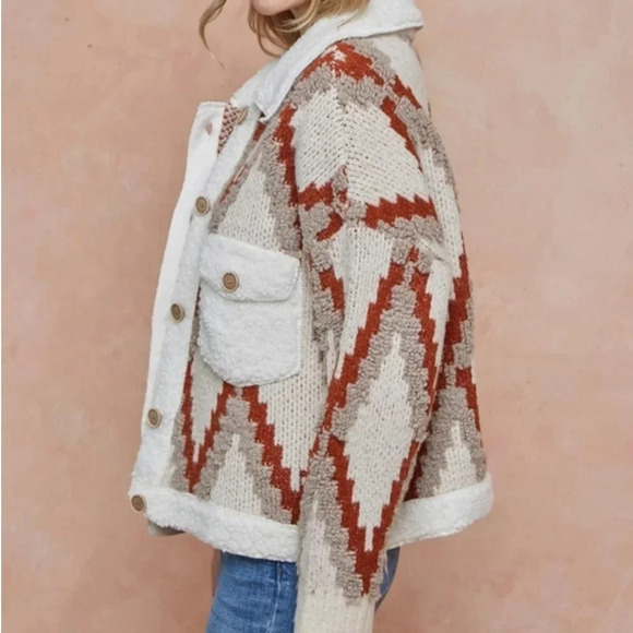 New! Quilted Knit Sweater Coat Jacket - Picture 4 of 6